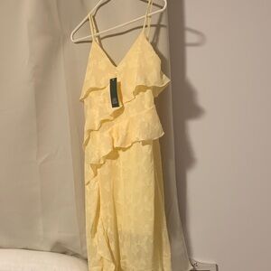 Wild Fable Light Yellow Floral Ruffle Dress